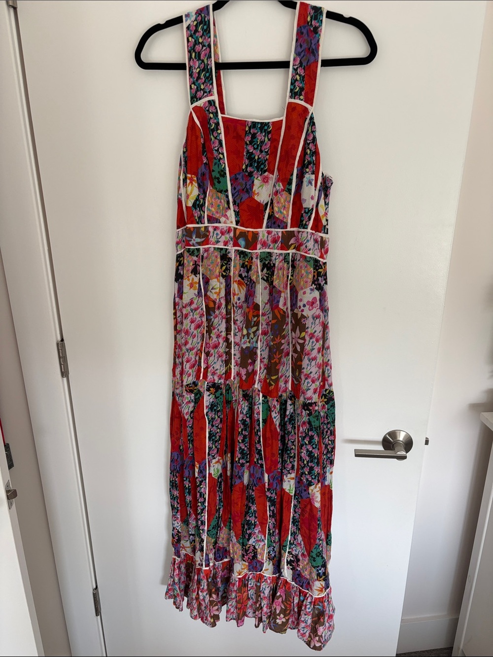 Anthropologie Red Floral Patchwork Maxi Dress
